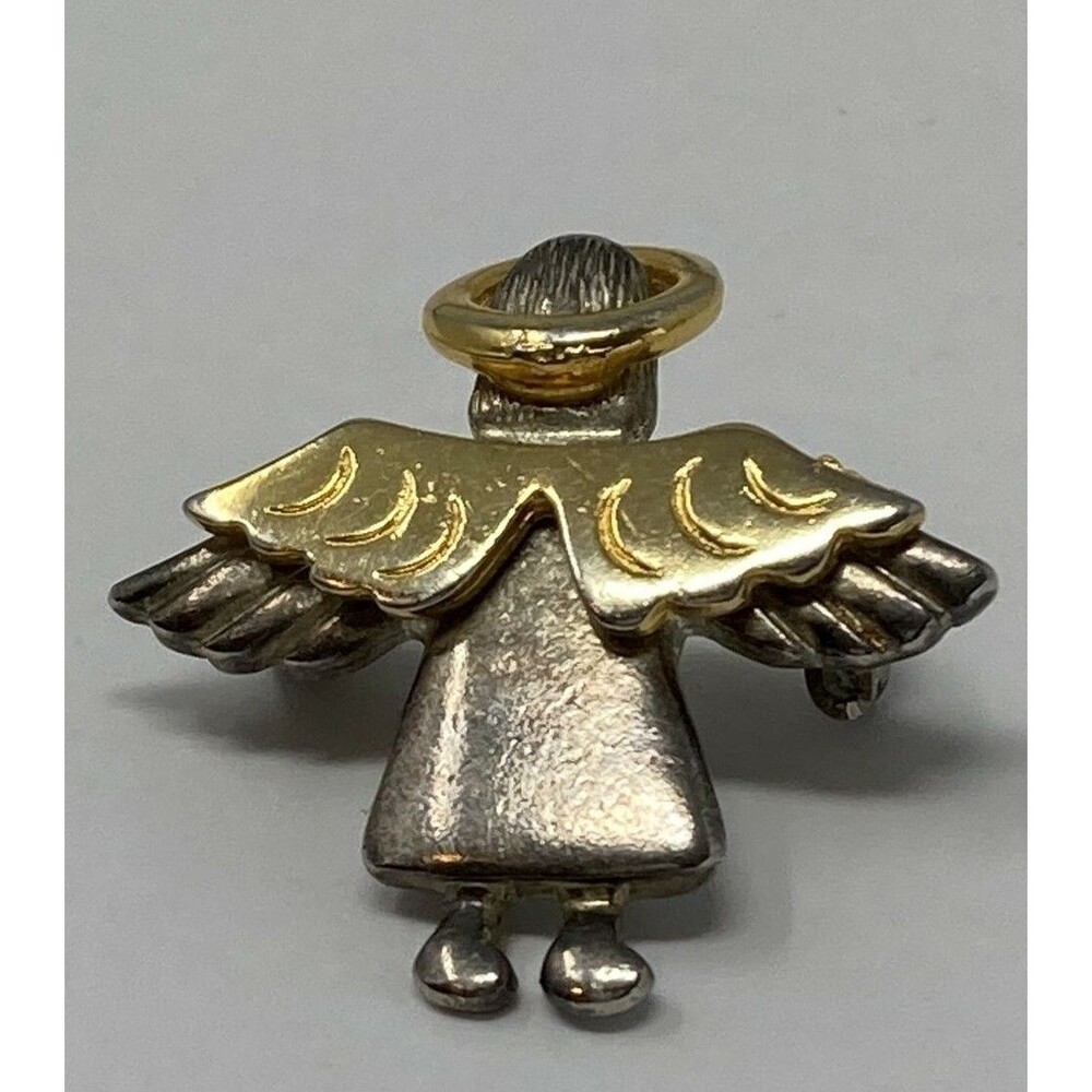 Angel Pin Brooch Vintage Signed IMO 95 Two-tone Gold Tone Silver Tone